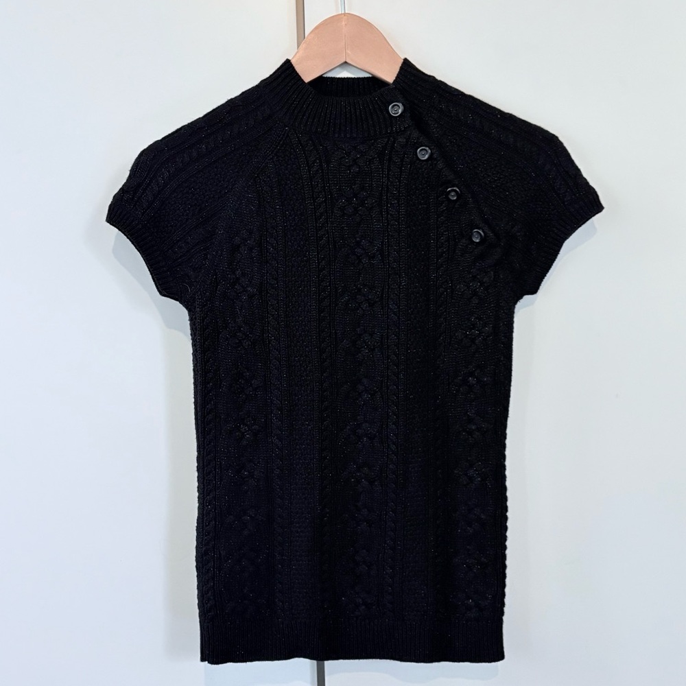 Ralph Lauren NWOT vintage cable knit metallic black cotton blend sweater size S